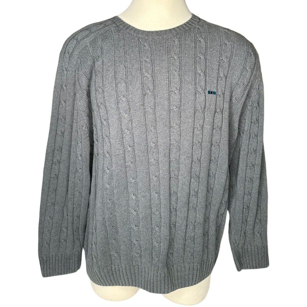 Vtg Colours Alexander Julian 100% Cotton Gray Cable Knit Sweater Mens Size XL